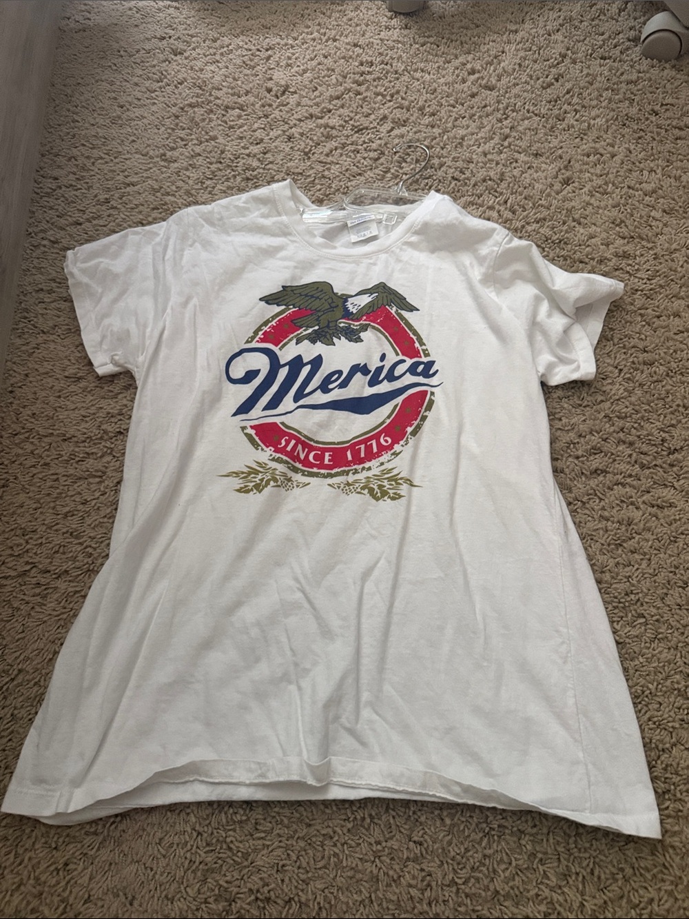 'Merica Graphic White Tee with Eagle Design
